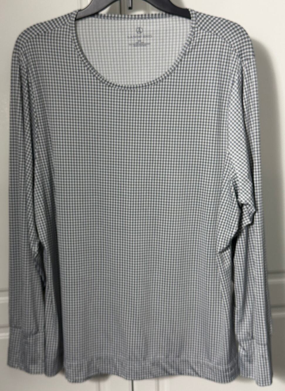 Lands' End Women's White Gray Houndstooth Top Poly/Spandex Blend Size 2X  NWOT